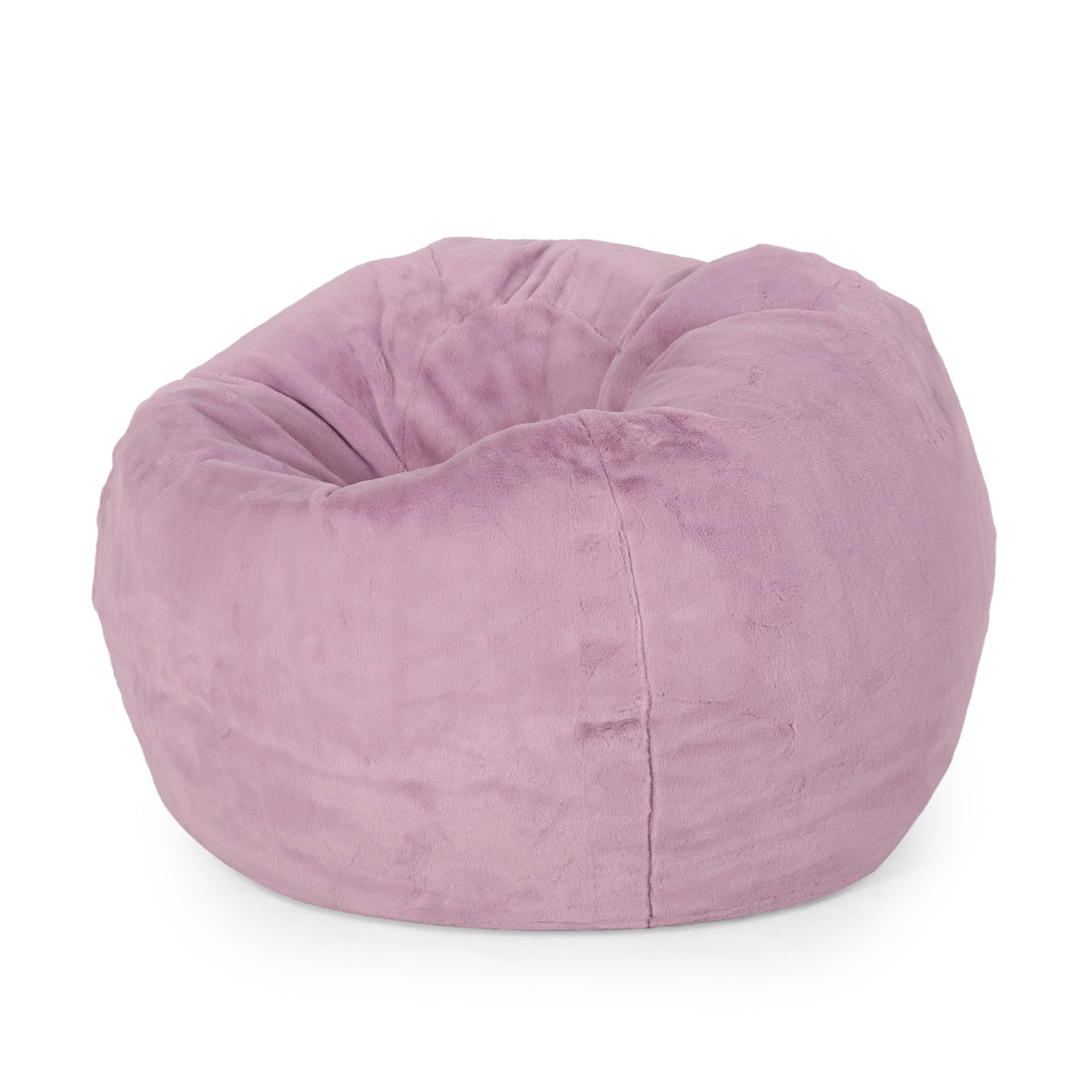 Kavel Rounded Bean Chair – 3-Foot Beanbag in Lavender Faux Fabric
