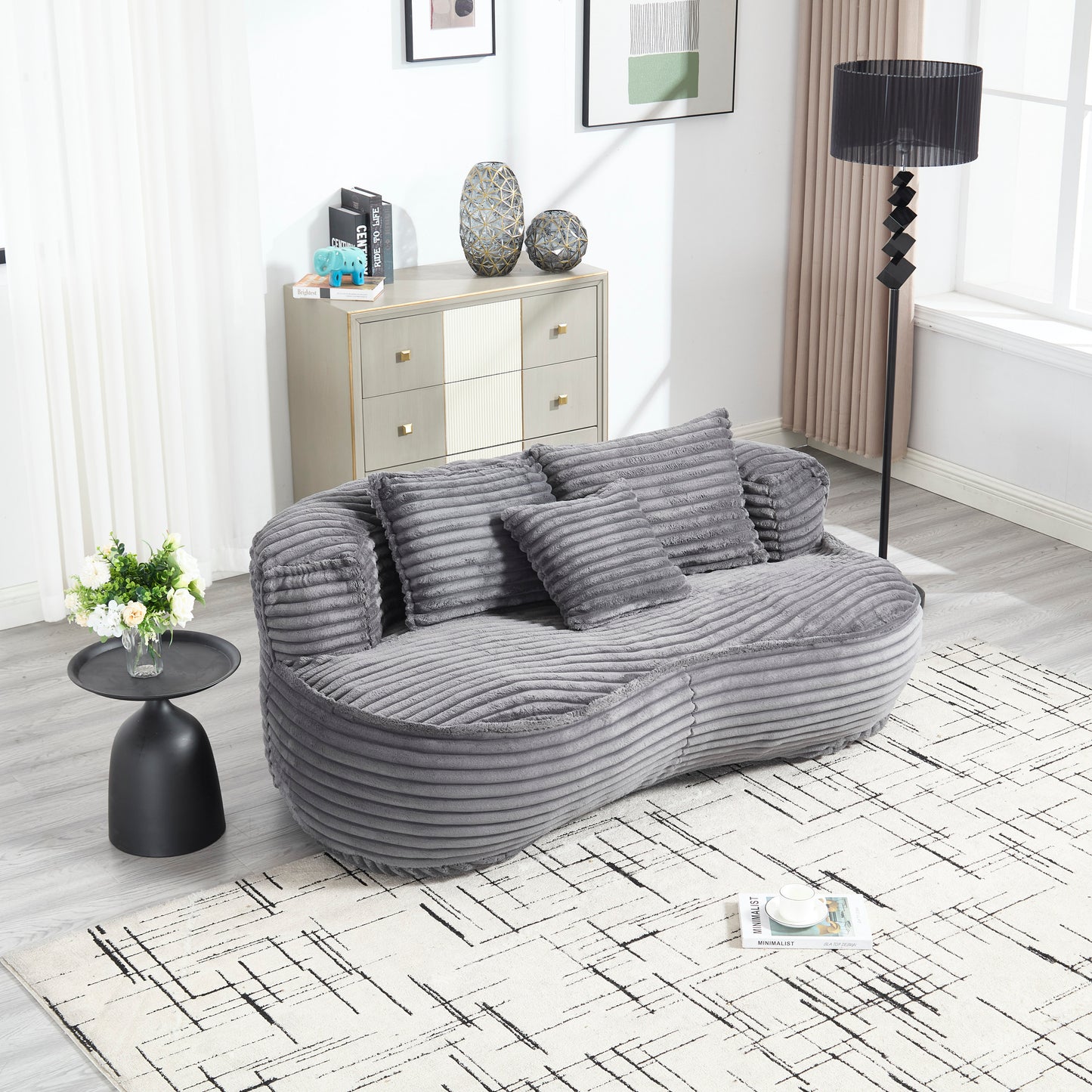 Coolmore Highback Lounger – Dark Gray Accent Bean Sofa with Plush High Back