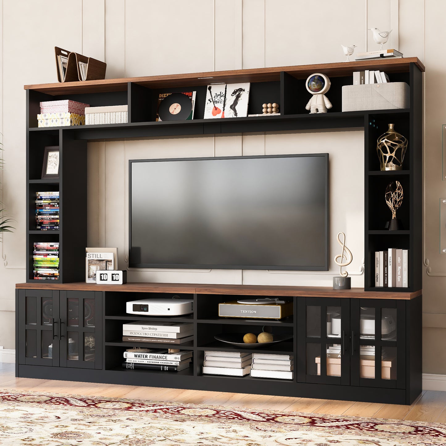 Wallvera Entertainment Unit – 95.5" Wall Center with Bookshelves (Up to 80")
