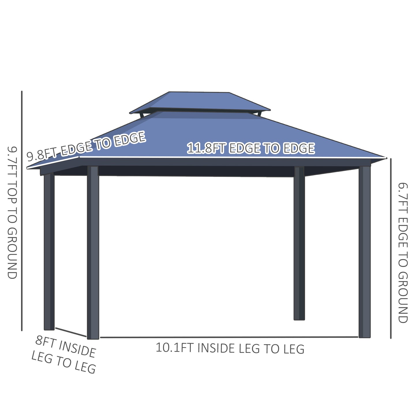 Aurelia 10x12' Hardtop Gazebo – Polycarbonate Double Roof Pavilion with Netting & Curtains (Gray) - JUSTLIVE NESTJUSTLIVE NEST