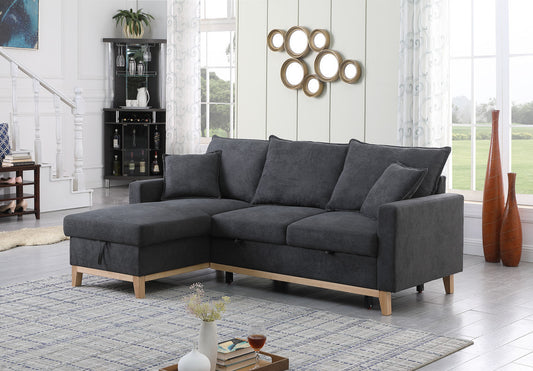 SlateNest™ 84' Lounge Haven – Deep Gray Sofa with Hidden Storage Bay