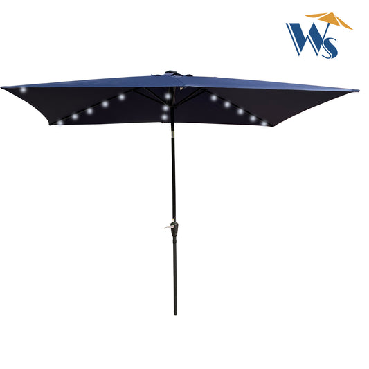 Solair 10x6.5' Rectangular LED Umbrella – Solar Crank Patio Shade with Push - Button Tilt - JUSTLIVE NESTJUSTLIVE NEST