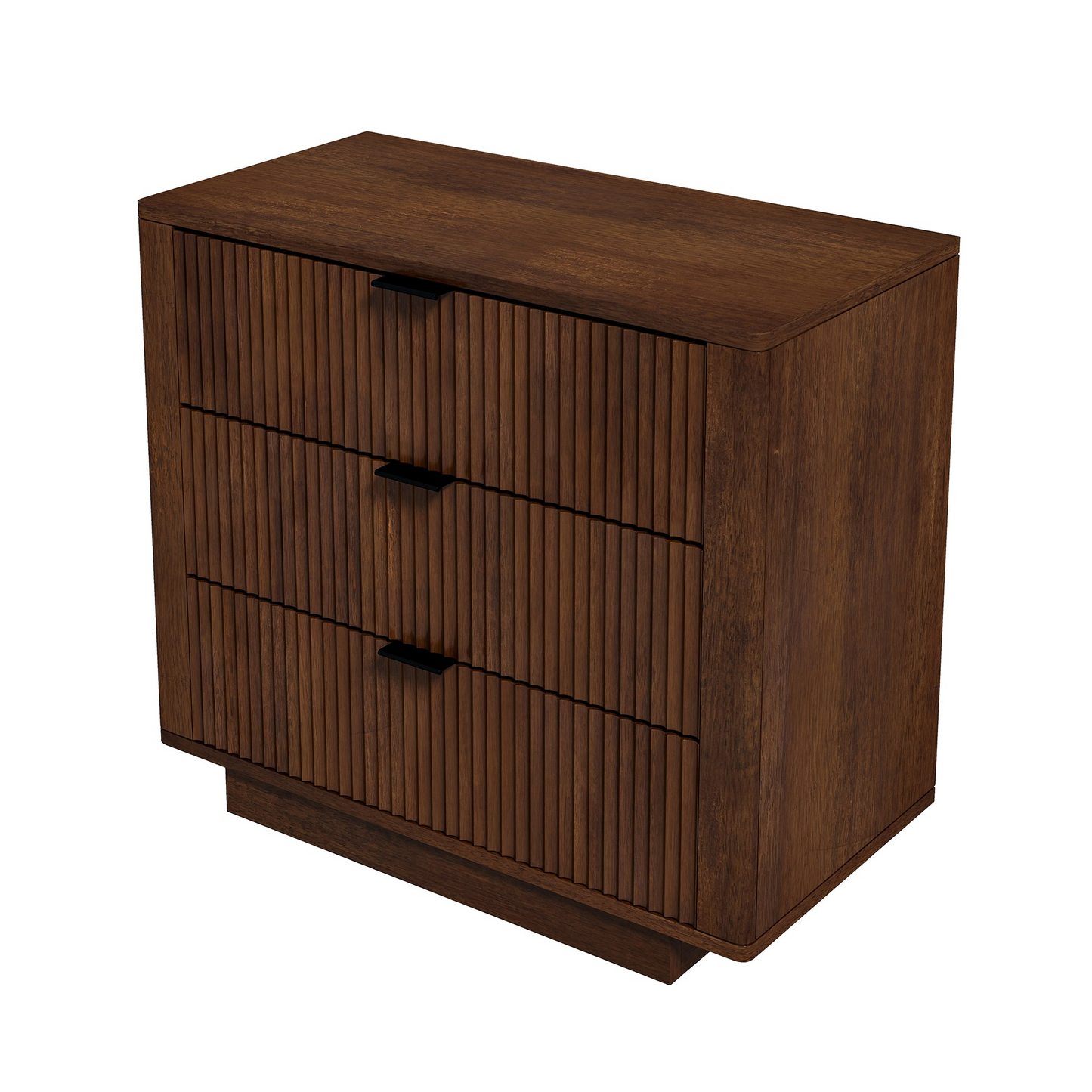 Lolana Trio Chest – Rustic Brown 3-Drawer Vintage Nightstand in Solid Wood