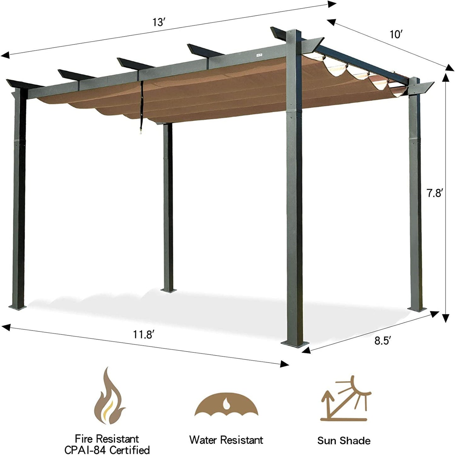 Valano Retractable Pergola – Beige Weather - Resistant Sun Shade for Deck, Garden, or Trellis Use - JUSTLIVE NESTJUSTLIVE NEST