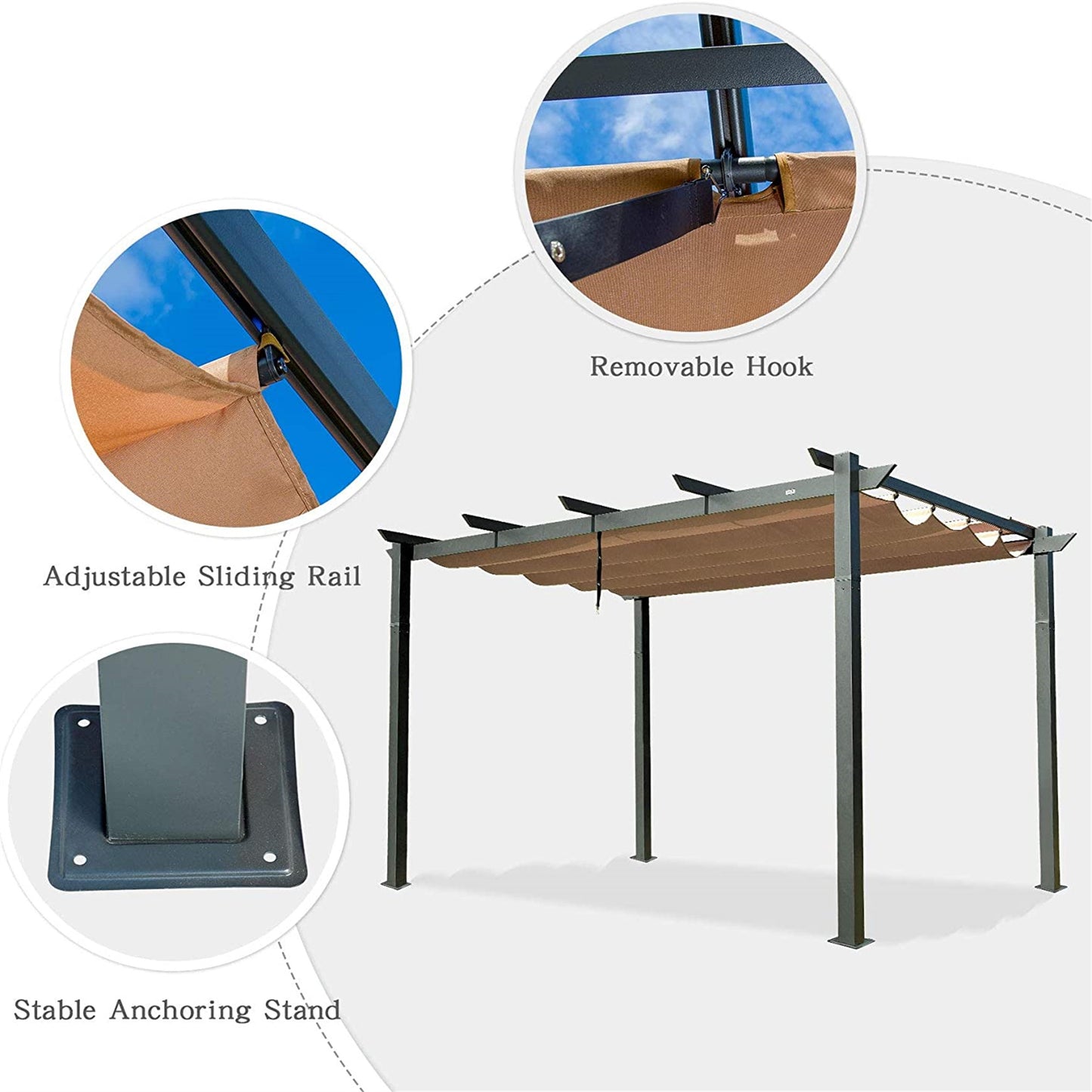 Valano Retractable Pergola – Beige Weather - Resistant Sun Shade for Deck, Garden, or Trellis Use - JUSTLIVE NESTJUSTLIVE NEST