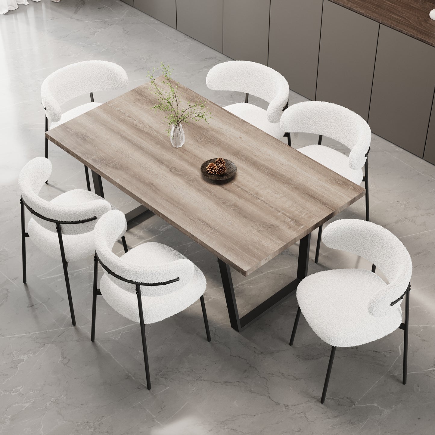 Kavari 4-Piece Dining Set – Rectangular 62.9" MDF Table with Easy-Clean Finish and 3 Chairs