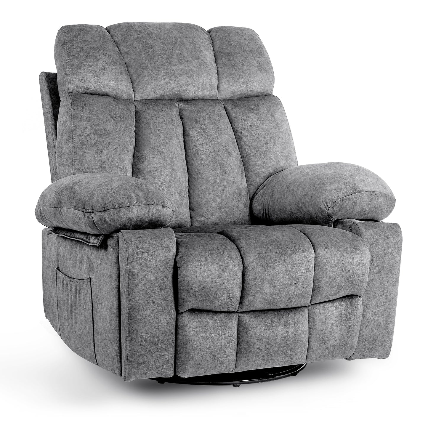 Revina Power Recliner – Swivel Rocker Chair with Vibration Massage, Heat & USB Port (Grey)