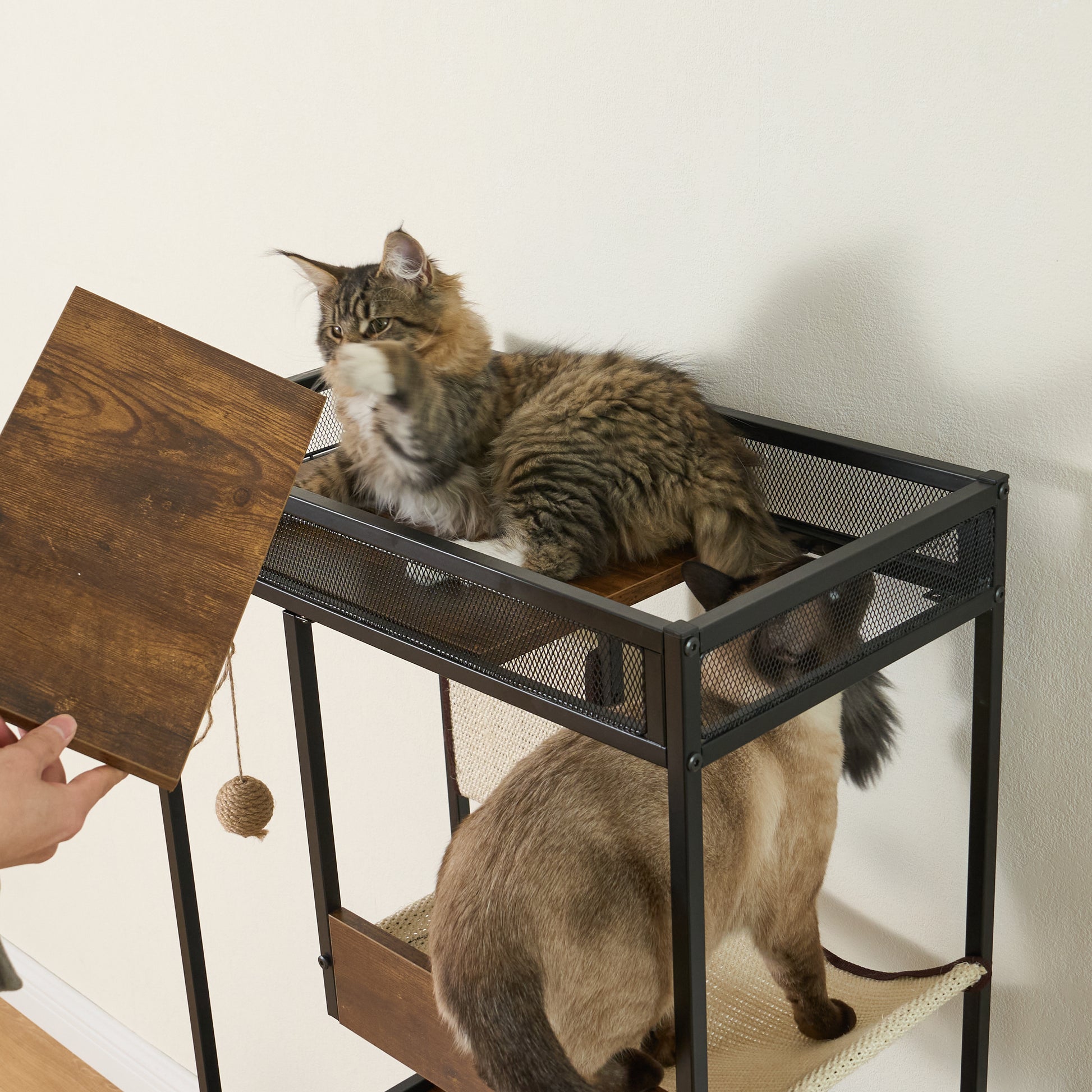 Nuvio Cat Tower Enclosure – Multi - Level Tree with Integrated Hidden Litter Cabinet & Climbing Zones - JUSTLIVE NESTJUSTLIVE NEST