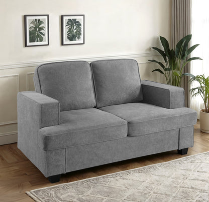 Monaco Velvet Grey Loveseat – Chic Modern 2-Seater with Cozy Deep Seating