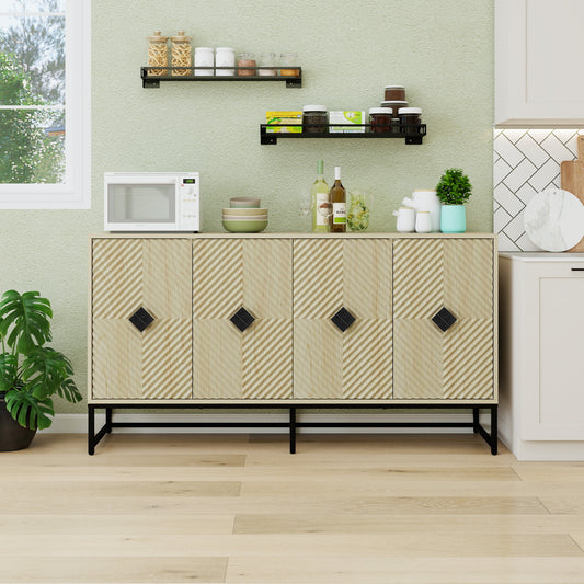 Florin Carved Sideboard – 4-Door Modern Buffet with Adjustable Shelves (Repeat)