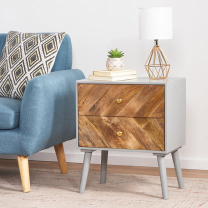 Velden Duo Chest – Mango Wood & MDF 2-Drawer Cabinet with KD Legs