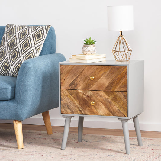 Velden Duo Chest – Mango Wood & MDF 2-Drawer Cabinet with KD Legs