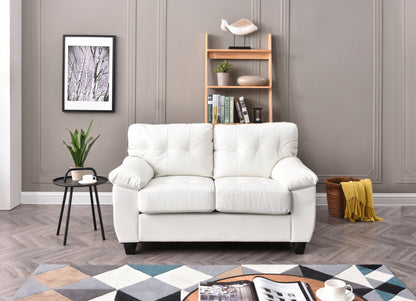 Solvara™ White Loveseat – Contemporary 2-Seater Sofa with Plush Comfort Design