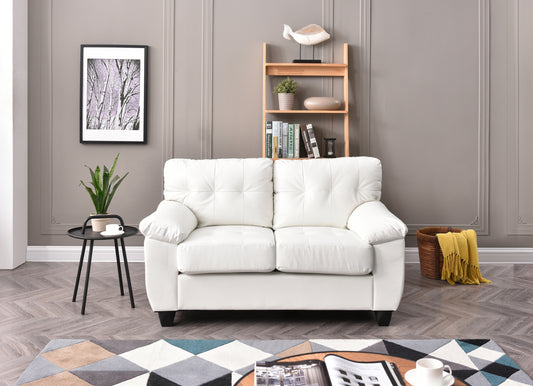 Solvara™ White Loveseat – Contemporary 2-Seater Sofa with Plush Comfort Design