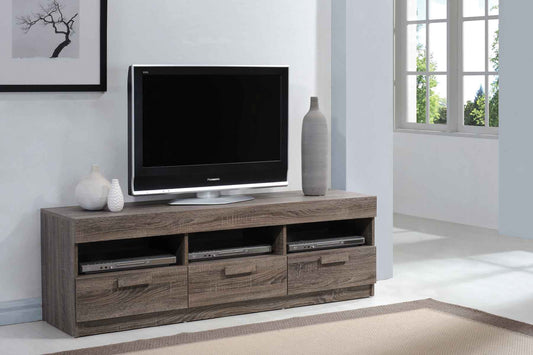 Alvarin Console – Rustic Oak TV Stand with Open and Closed Storage