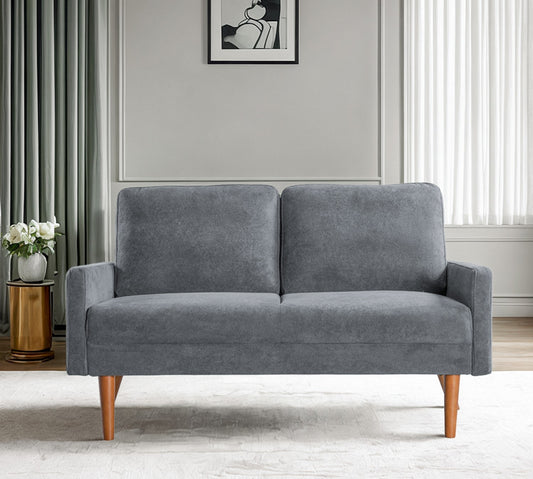 Monaco Grey Velvet Retreat – Timeless Velvet Loveseat Blending Vintage & Modern Design