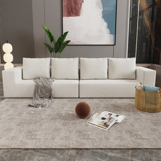 JUSTLIVE NEST® Trunza Linen Sofa Set – 4-Seater Convertible Sectional with Plush Upholstery & Flexible Configuration (Beige)