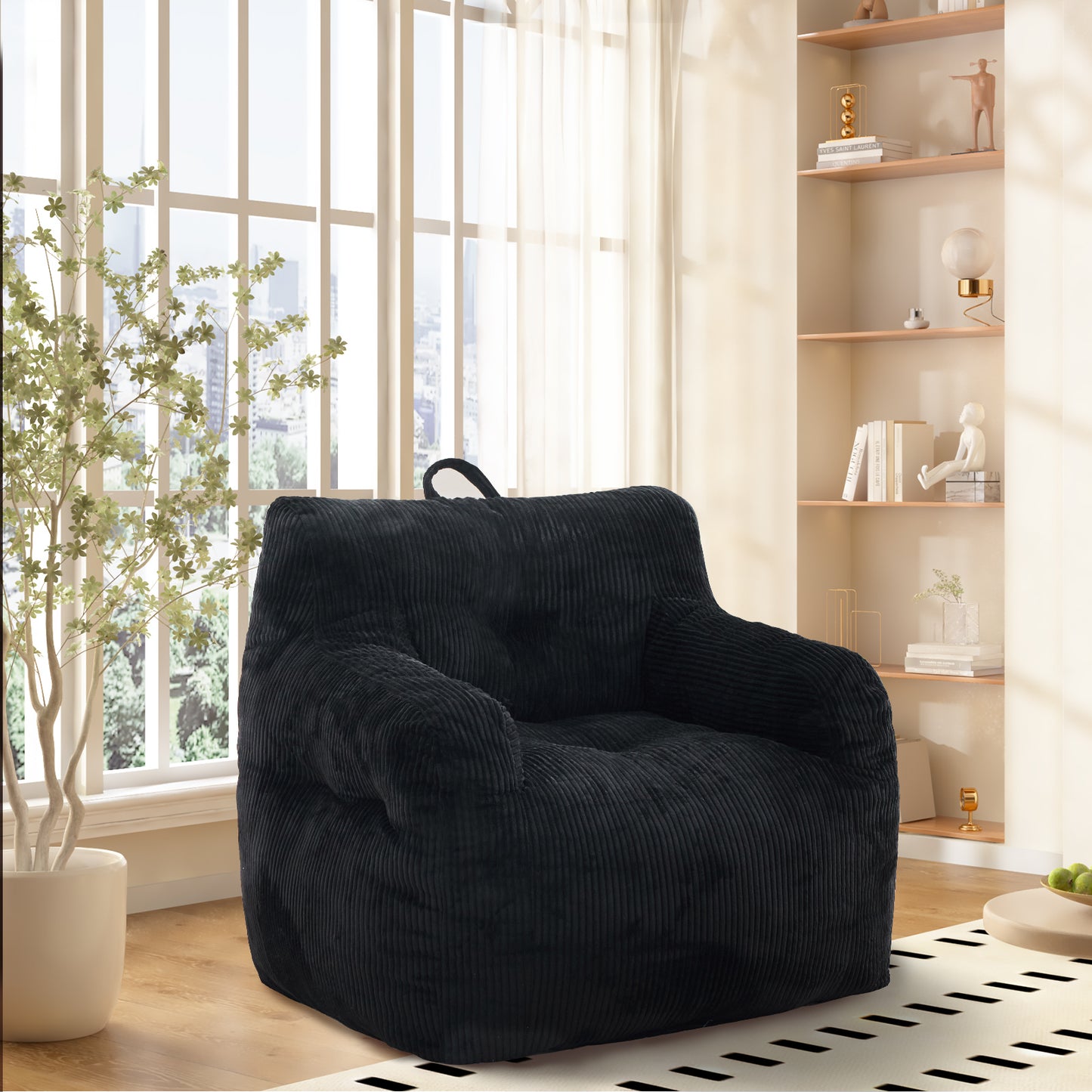 Vesta XL Chair – Oversized Armrest Bean Chair with High-Density Memory Foam (Gray)