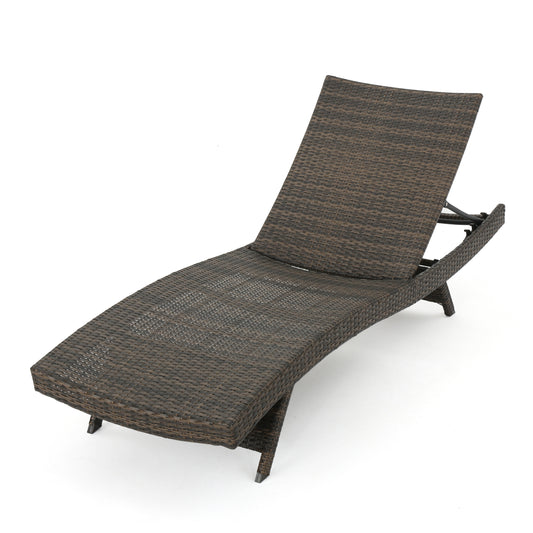 Salem Rattanwave Chaise – Faux Wicker Recliner in Mocha Blend