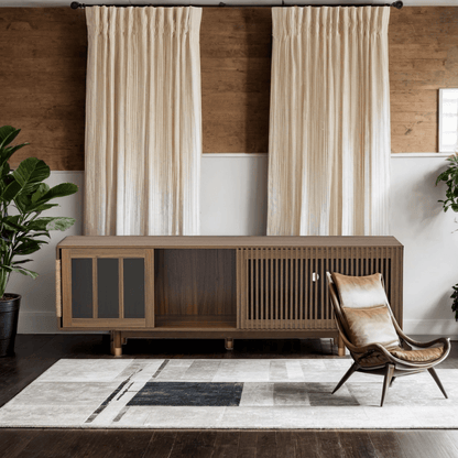 Vero Mid - Century TV Console – Walnut Pet - Friendly Stand with Flip - Down Sliding Door & Cat House - JUSTLIVE NESTJUSTLIVE NEST