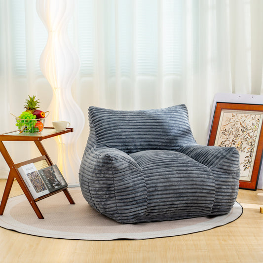 Cloudo Lounge Chair – Oversized Beige Bean Sofa with Armrests in Fluffy Cloud Design