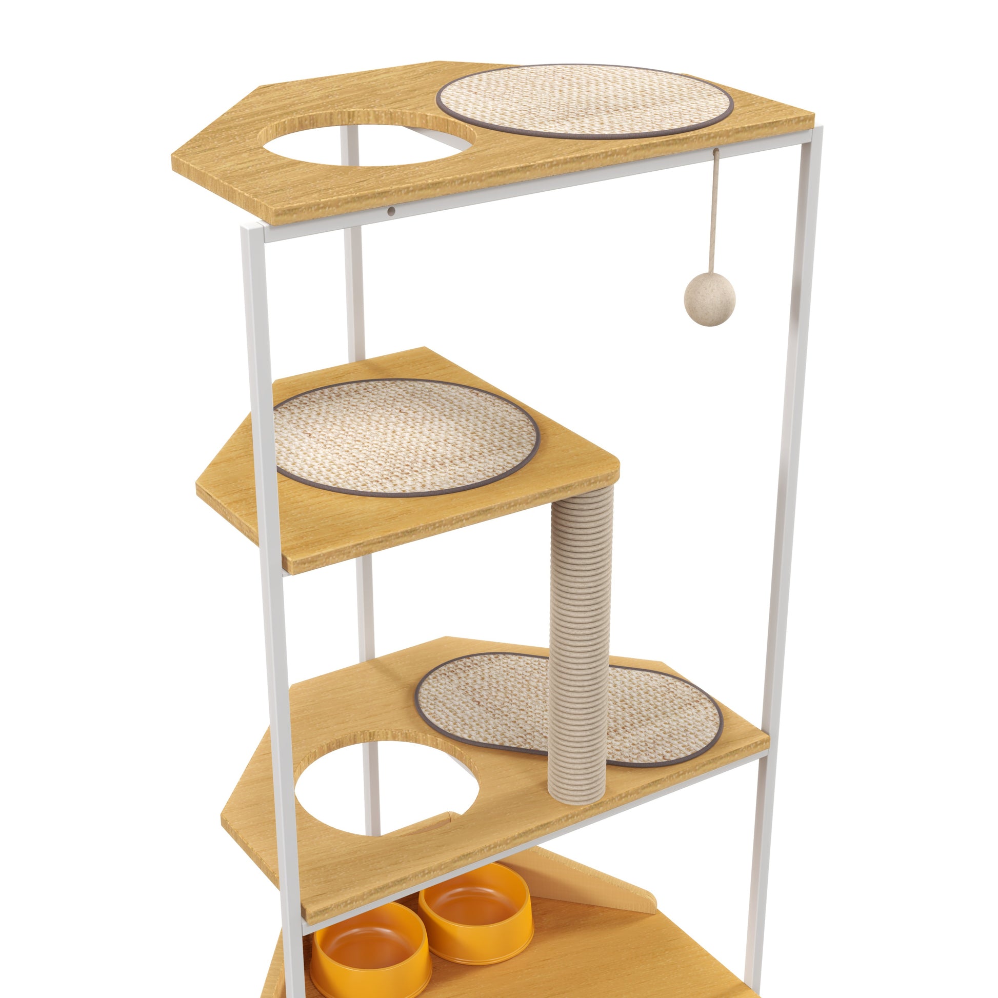 Vero Corner Cat Tower – Multi - Level Cat Condo with Scratching Post, Feeder & Climbing Ledges - JUSTLIVE NESTJUSTLIVE NEST