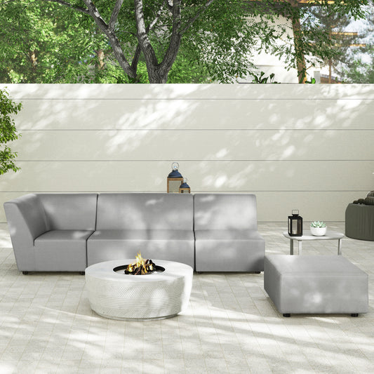 Cleo Modular Patio Chair – Deep Seating Corner Unit in Light Gray Olefin Upholstery (34")