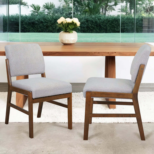 Caldwell Dining Chairs – 2 Light Gray Boucle Upholstered Dining Seats