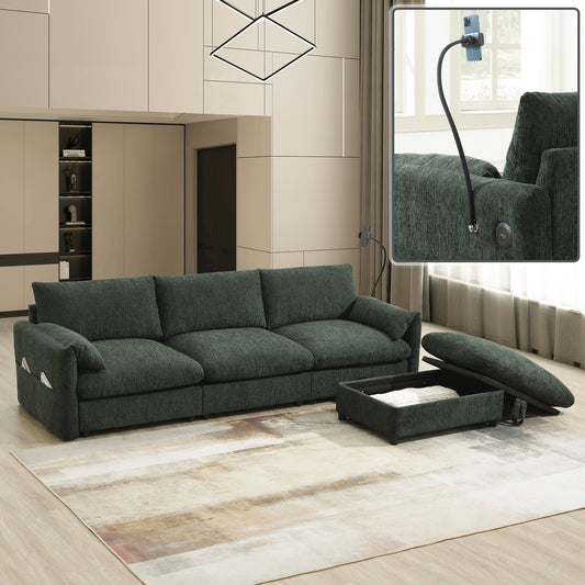 4-Seat Lounge System – Plush Comfort Sofa with Smart Storage & Built-In Tech