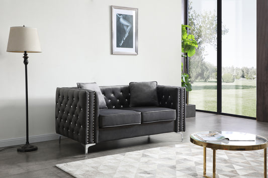 Zenvira™ Gray Loveseat – Sleek Contemporary 2-Seater Sofa for Modern Interiors