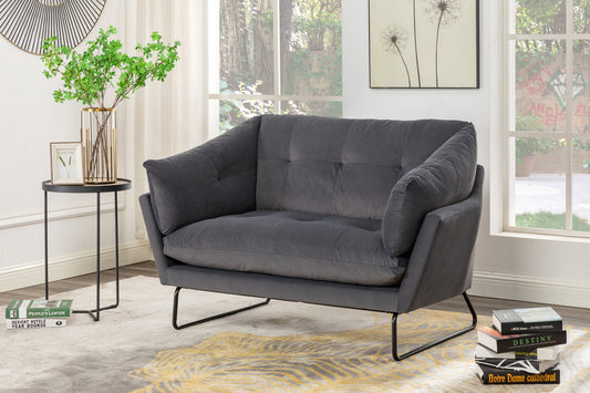 Karla™ 56.5' Dark Gray Velvet Loveseat – Contemporary 2-Seater Sofa for Modern Interiors