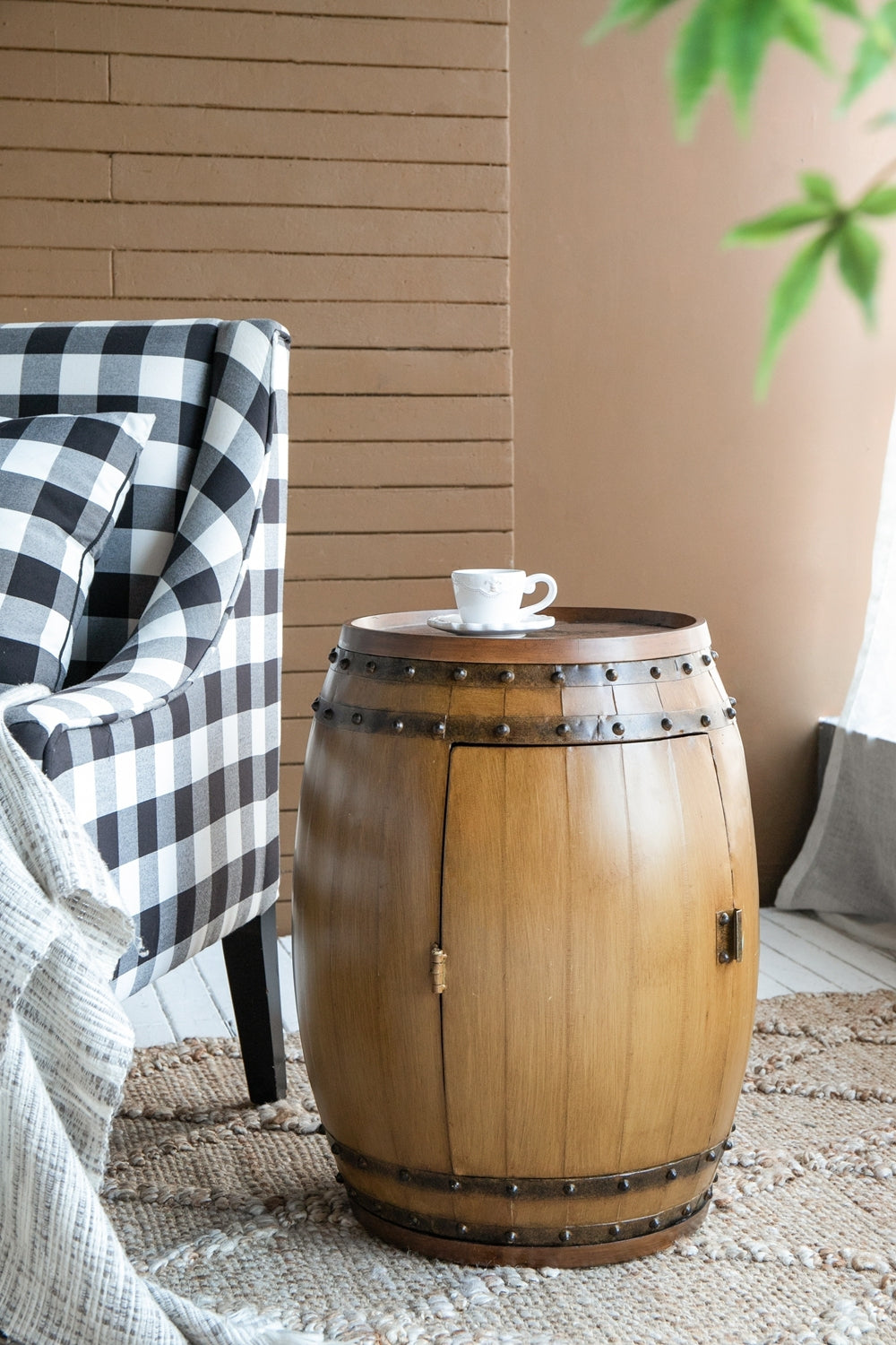 Droma Drum Side Table – 20.5" Round Outdoor Accent Table (24" Height)