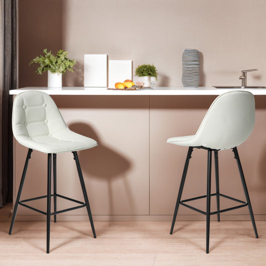 Sereno Luxe Barstools – Sleek Metal Design with Backrest & Footrest, Set of 2