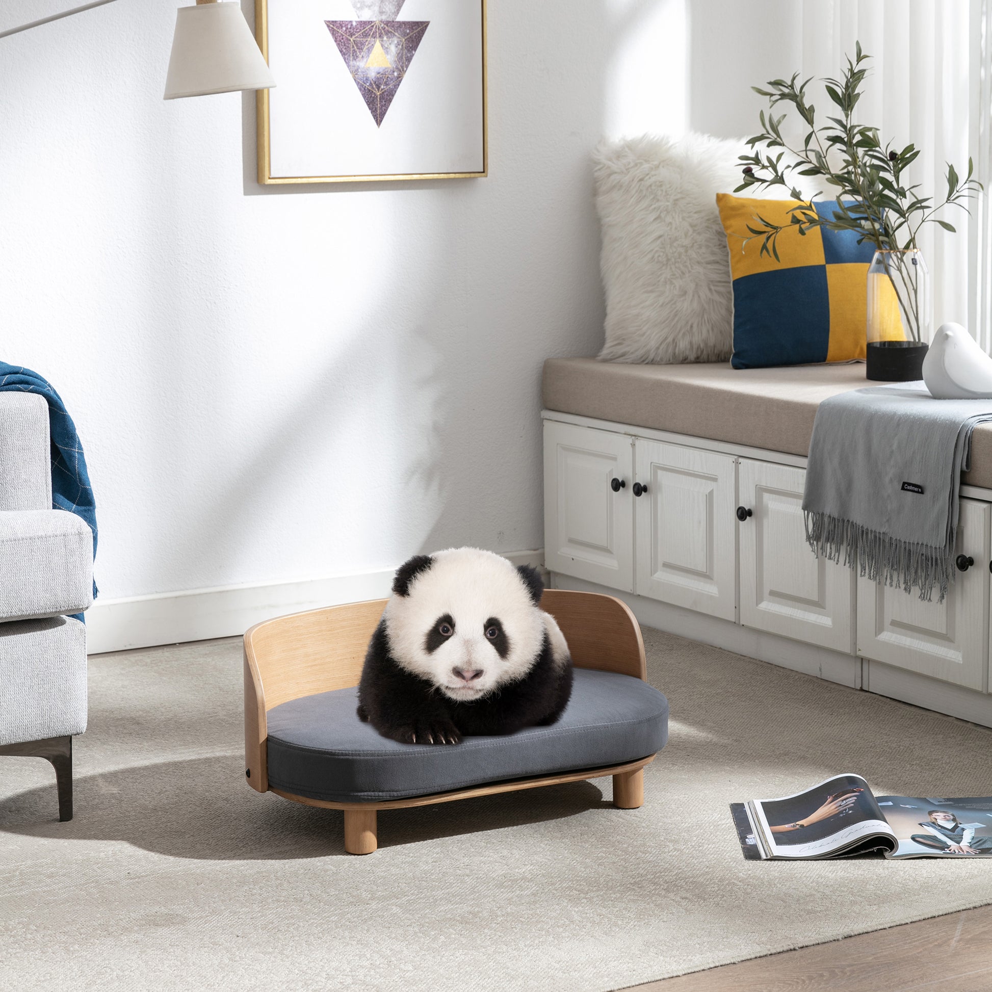 Kova Pet Sofa – Scandinavian Elevated Dog Lounger with Velvet Cushion & Walnut Wood Frame - JUSTLIVE NESTJUSTLIVE NEST
