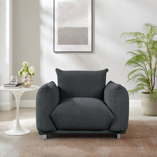 Velmira Accent Chair – Black Sherpa Single Sofa (42" Wide)