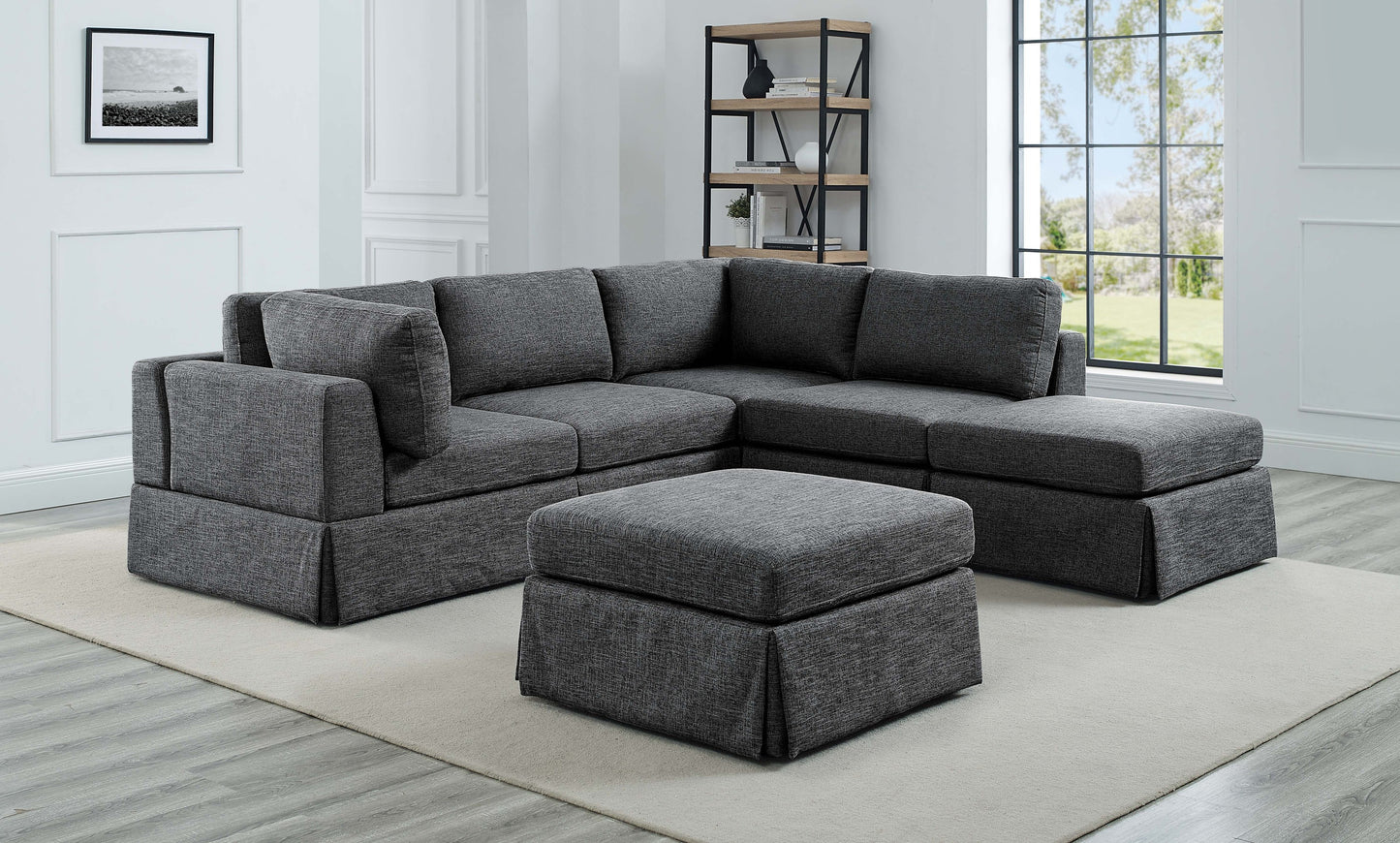 6-Piece Modular Lounge – Upholstered Sectional Sofa with Customizable Layout
