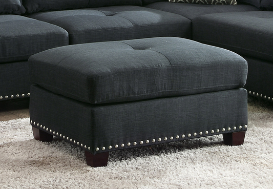 Tavelle Ottoman – MidnightLoom Linen, CozyNest Form