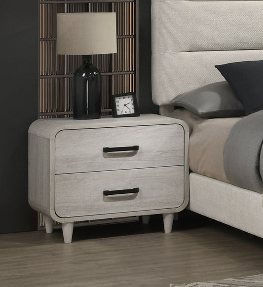 Stravelle White Stand – Antique White 2-Drawer Contemporary Nightstand