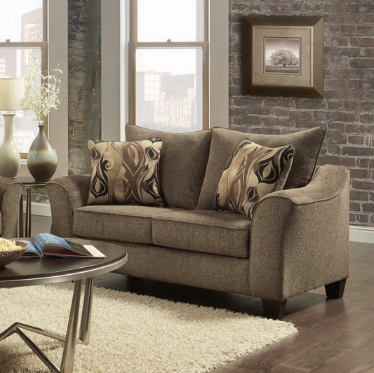 Camero™ Café Pillow-Back Loveseat – Cozy Fabric 2-Seater with Soft Cushion Support