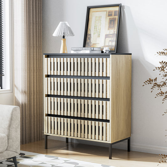 Fluvana 4-Drawer Tower – Compact Fluted Storage Cabinet in Modern Finish