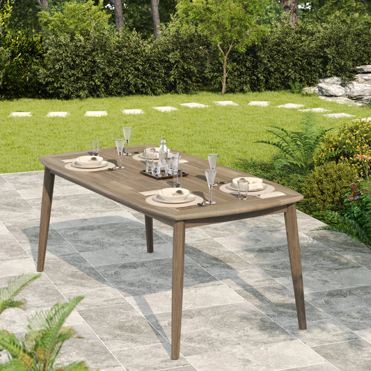 Farmora 70" Dining Table – Acacia Wood, Light Brown Finish, Rustic 8-Person Outdoor Table