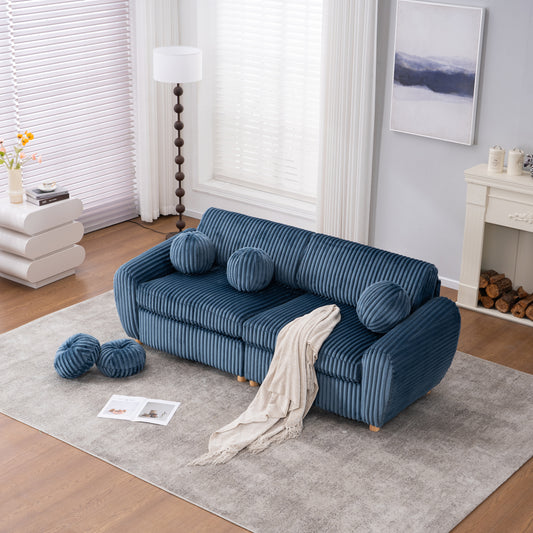 Monaco Blue Haven – 84' Upholstered Corduroy Sofa with Cozy Modern Appeal