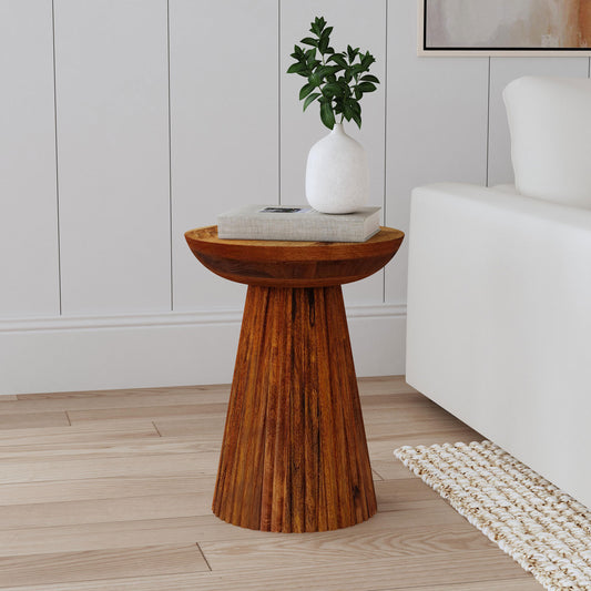 Rilo Side Table – Wildstone Honeygrain Solidwood Round