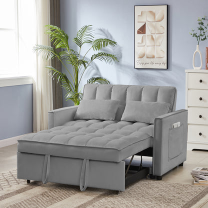 JUSTLIVE ‘Comfina Luxe” Loveseat – Grey Velvet | Sofa Bed + 7cm Legs + Cozy Luxe Feel