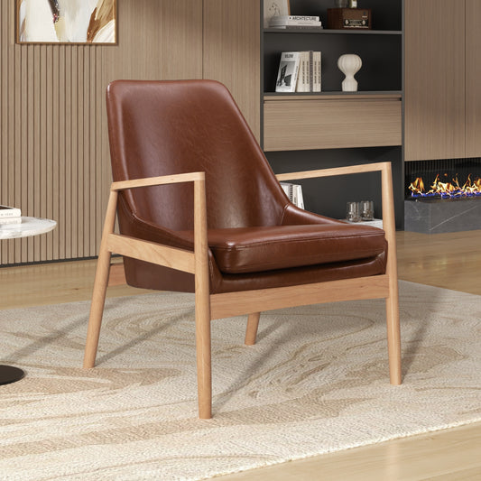 Alvoro Chair – PU Leather Finish, Highback Support, Solidwood Frame