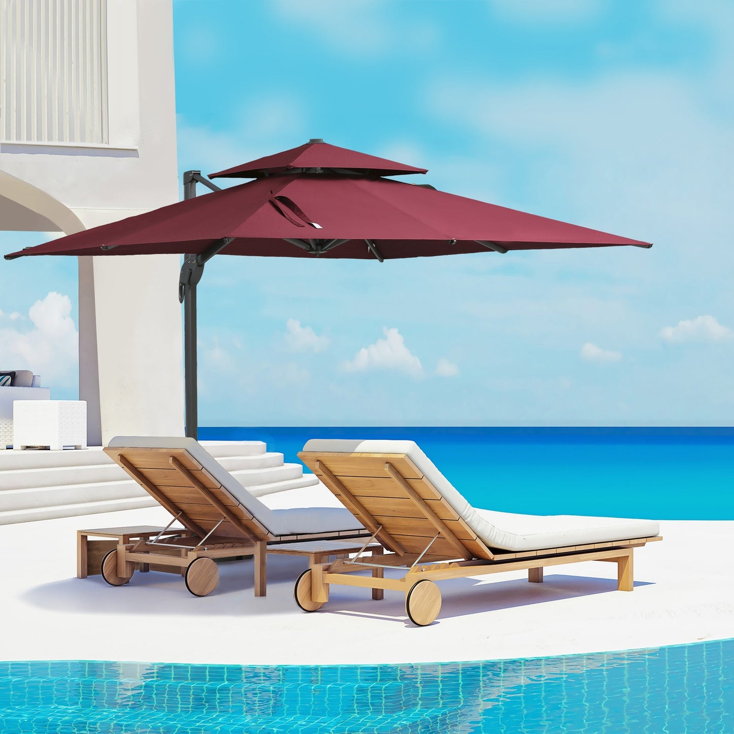 Valano 11x16' Retractable Pergola – Folding Courtyard Canopy with Khaki Weather Shield - JUSTLIVE NESTJUSTLIVE NEST