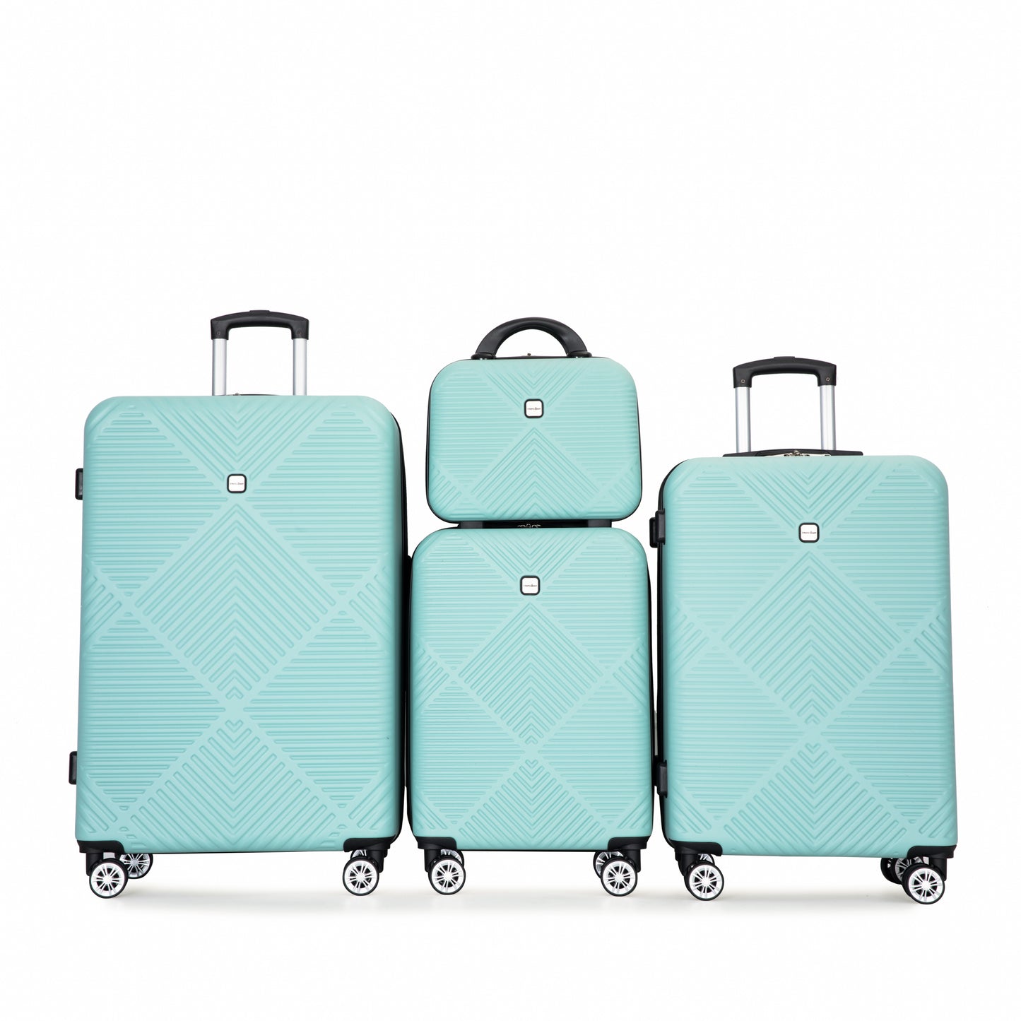 Jetera 4 - Piece ABS Luggage Set – Light Blue Suitcases with Aircraft Spinner Wheels & Matching Makeup Box - JUSTLIVE NESTJUSTLIVE NEST
