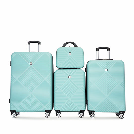 Jetera 4 - Piece ABS Luggage Set – Light Blue Suitcases with Aircraft Spinner Wheels & Matching Makeup Box - JUSTLIVE NESTJUSTLIVE NEST