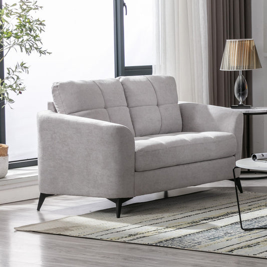 Calvara™ 60' Light Gray Woven Loveseat – Modern Upholstered 2-Seater for Cozy Living Spaces