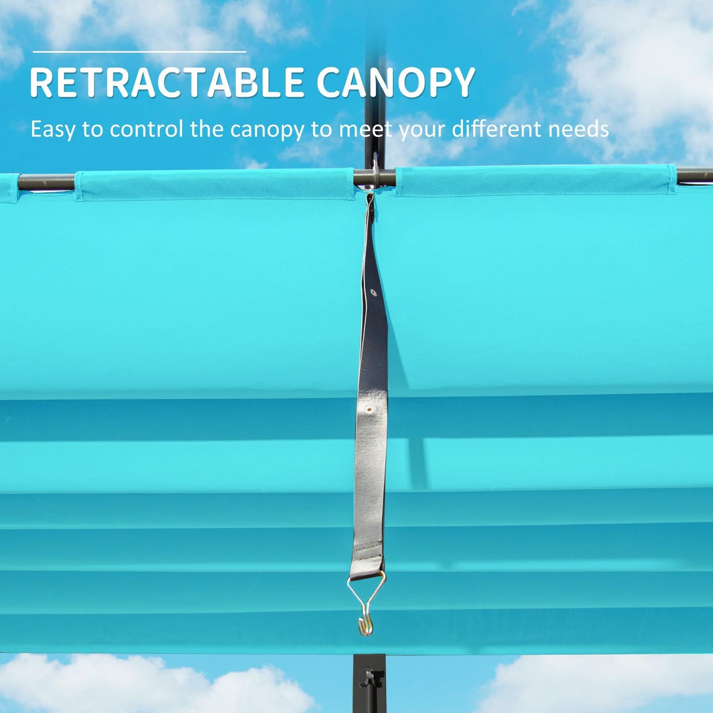 Valano 11x16' Retractable Pergola – Weather - Resistant Canopy on Aluminum Frame (Lake Blue) - JUSTLIVE NESTJUSTLIVE NEST